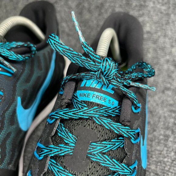 Nike Free 5.0 Running Shoes Men's 13 Black Blue Lagoon Athletic Barefoot Sneaker - Picture 4 of 13